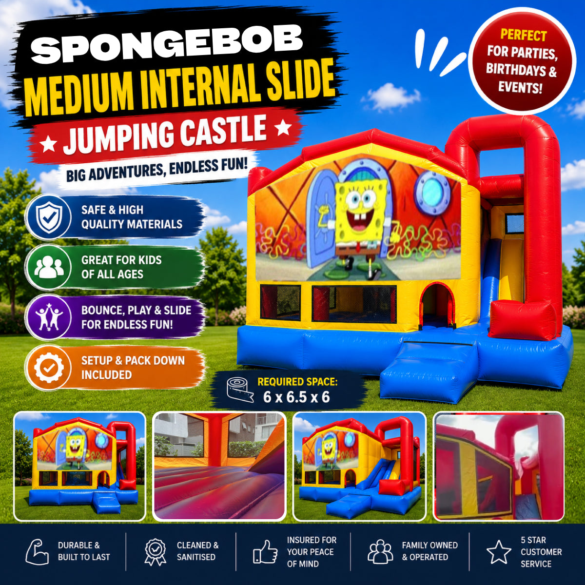 Spongebob Medium Internal Slide Jumping Castle