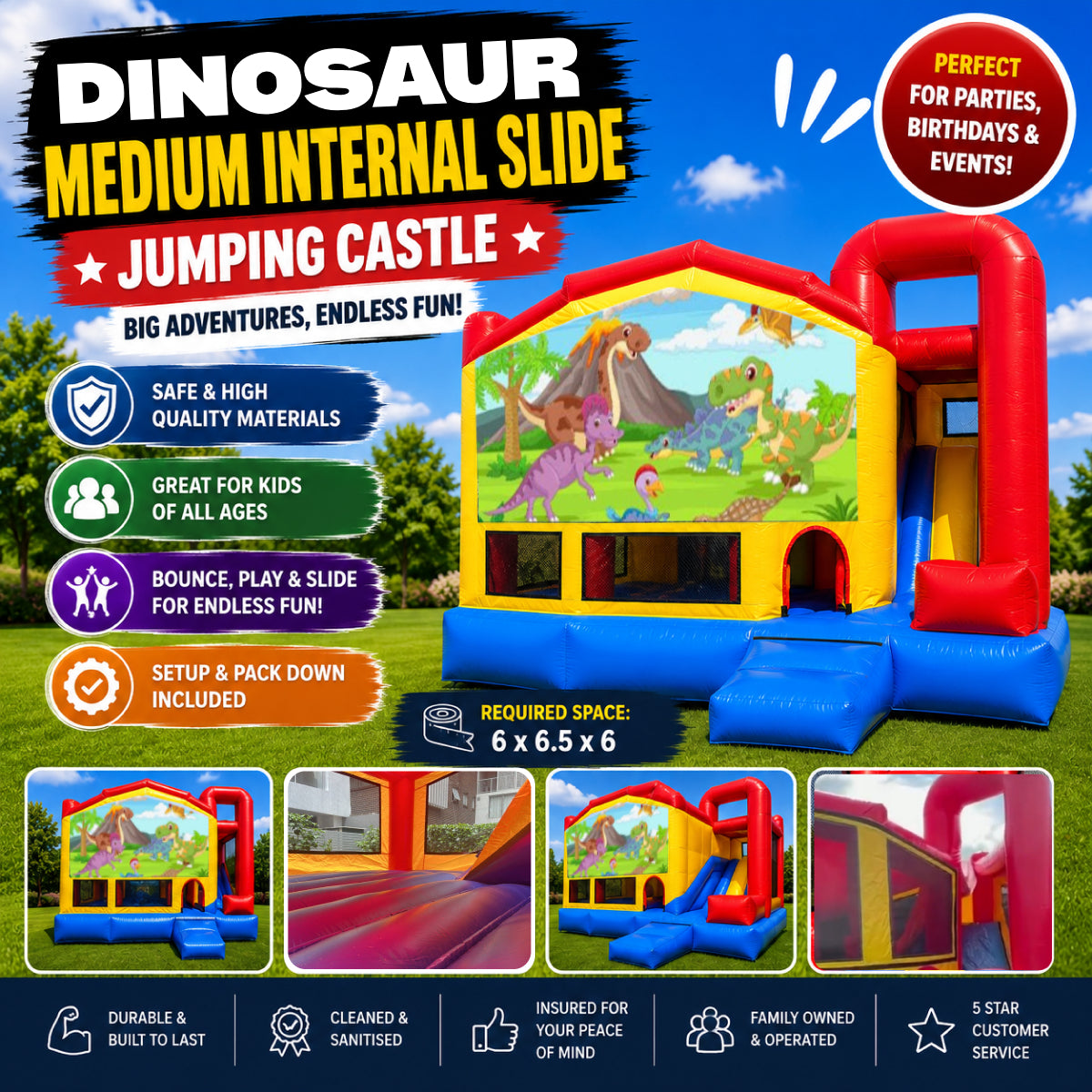 Dinosaur #2 Medium Internal Slide Jumping Castle