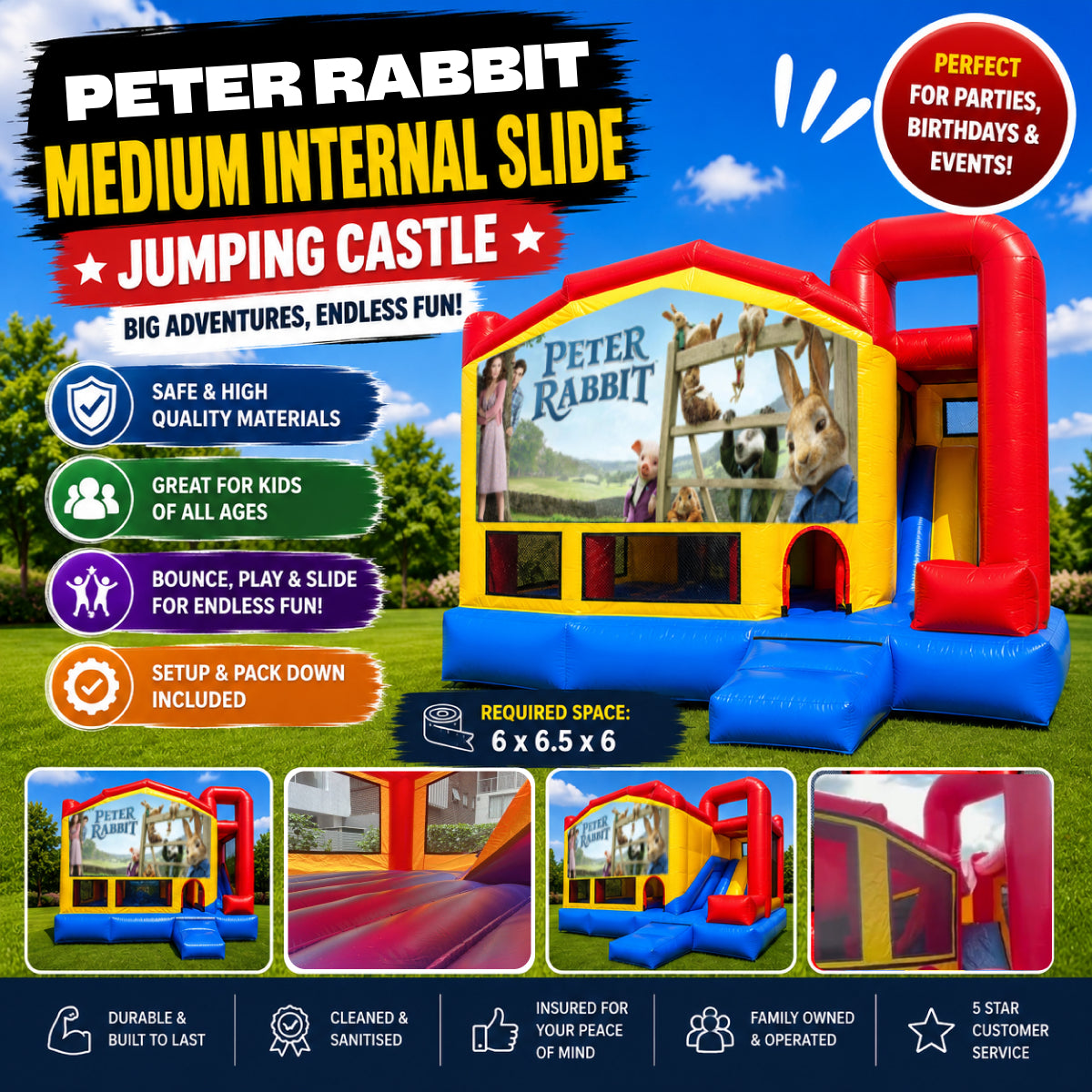 Peter Rabbit Medium Internal Slide Jumping Castle