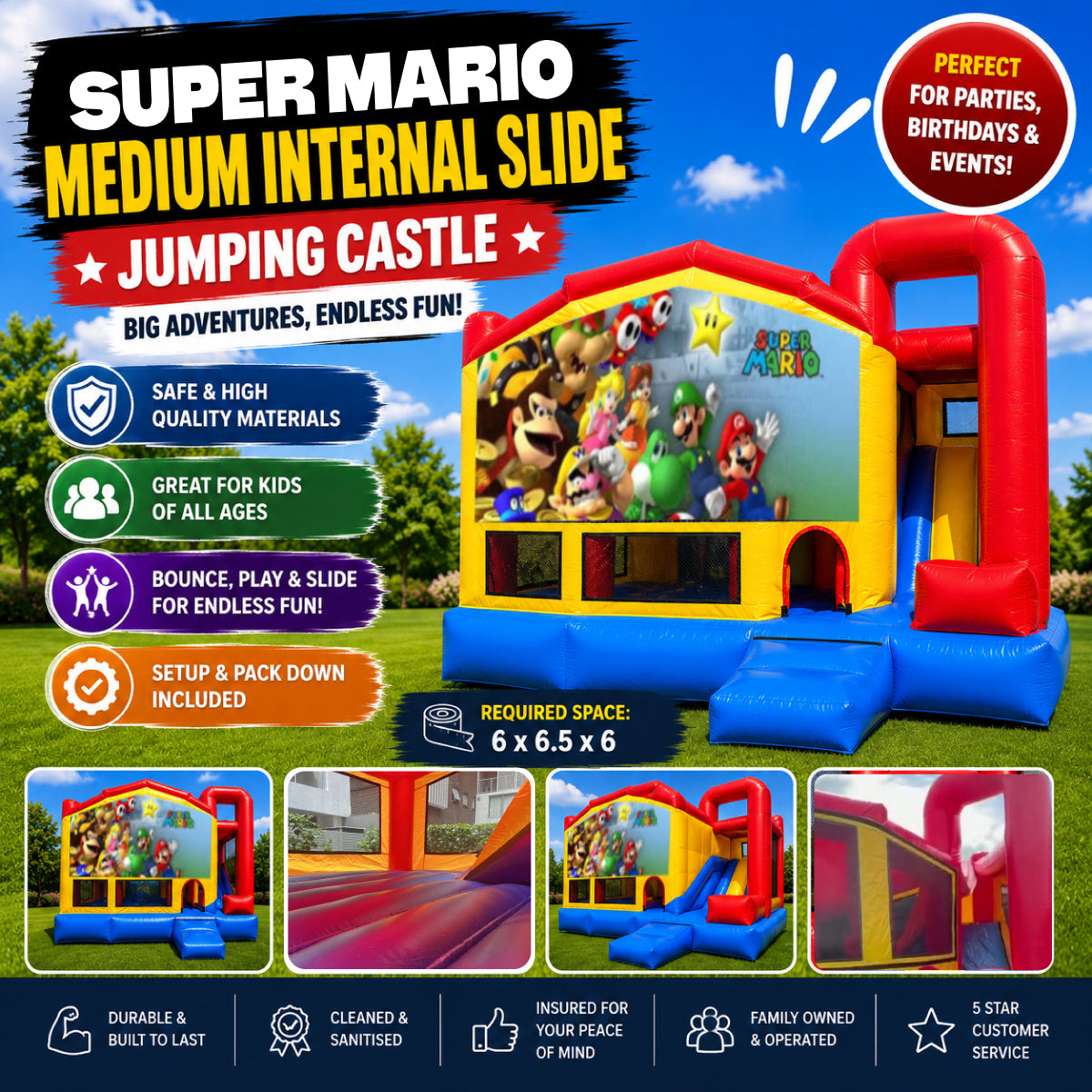 Super Mario Medium Internal Slide Jumping Castle