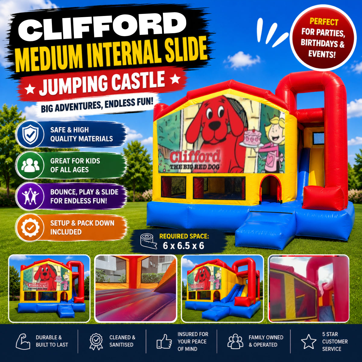 Clifford the Red Dog Medium Internal Slide Jumping Castle