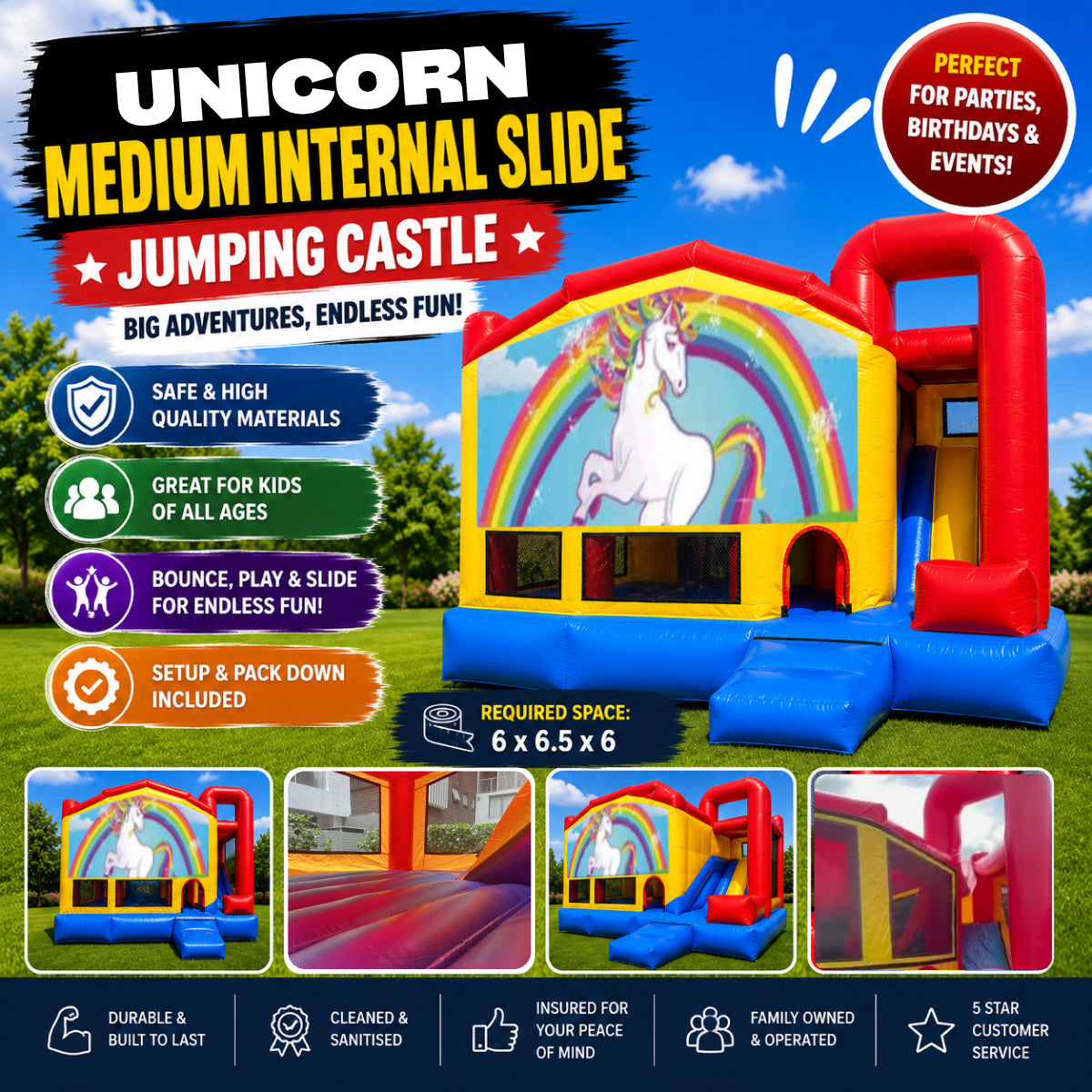 Unicorn Medium Internal Slide Jumping Castle