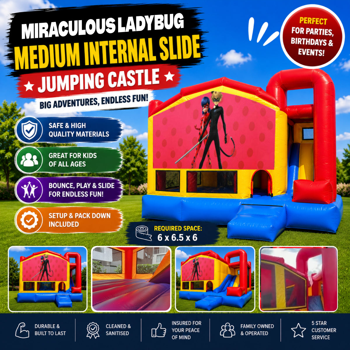 Miraculous Ladybug Medium Internal Slide Jumping Castle