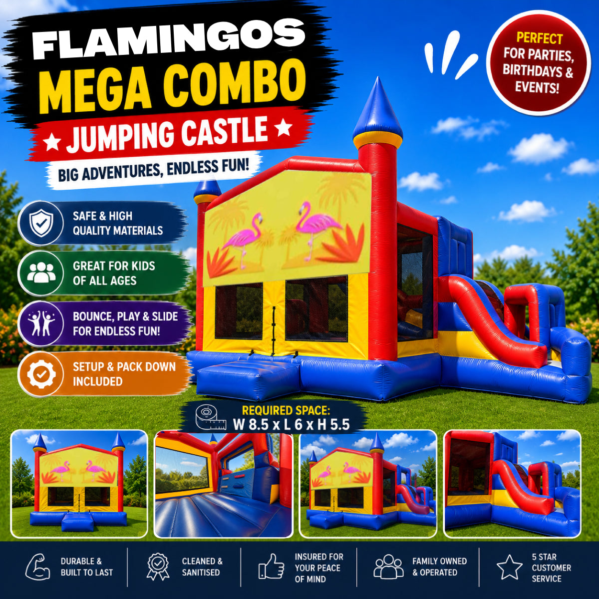 Flamingos Mega Combo Jumping Castle