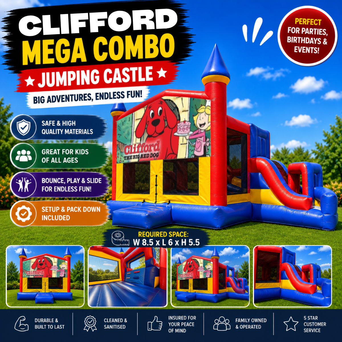 Clifford the Red Dog Mega Combo Jumping Castle