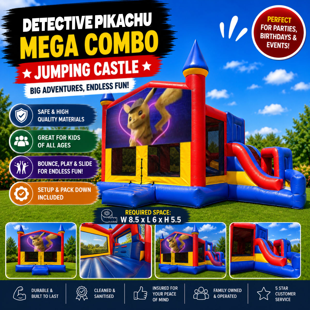 Detective Pikachu Mega Combo Jumping Castle