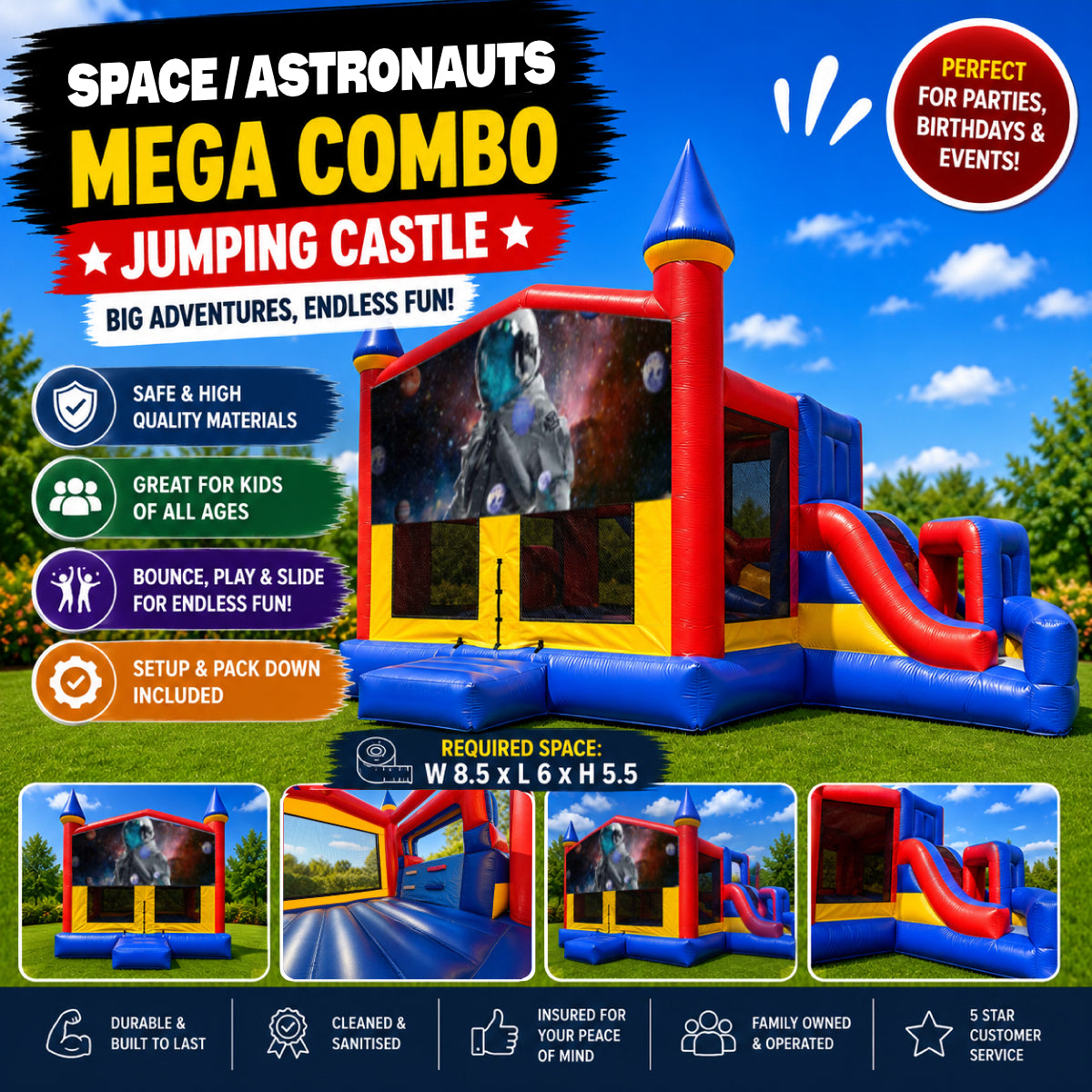 Space / Astronauts Mega Combo Jumping Castle