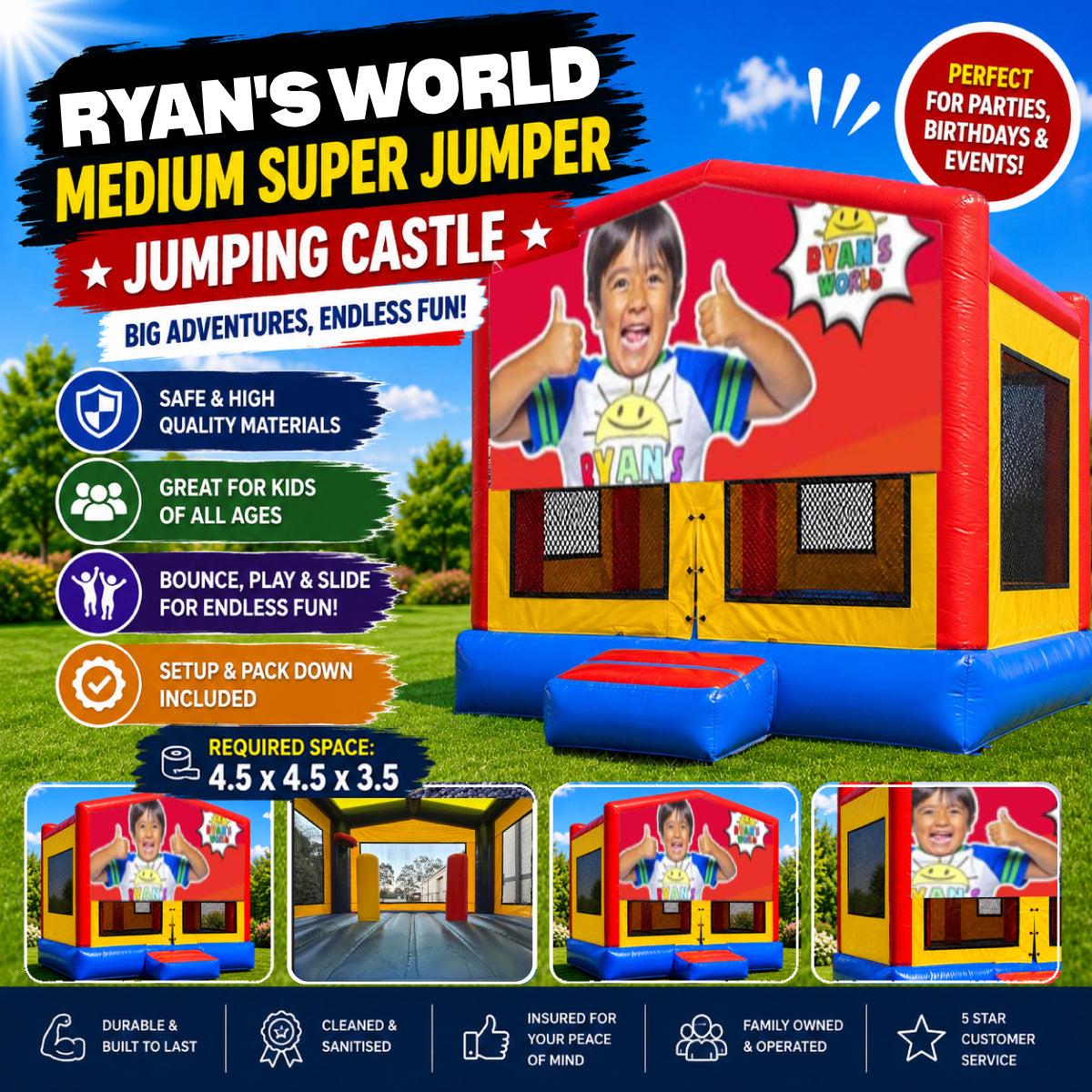 Ryan's World Medium Super Jumper Jumping Castle