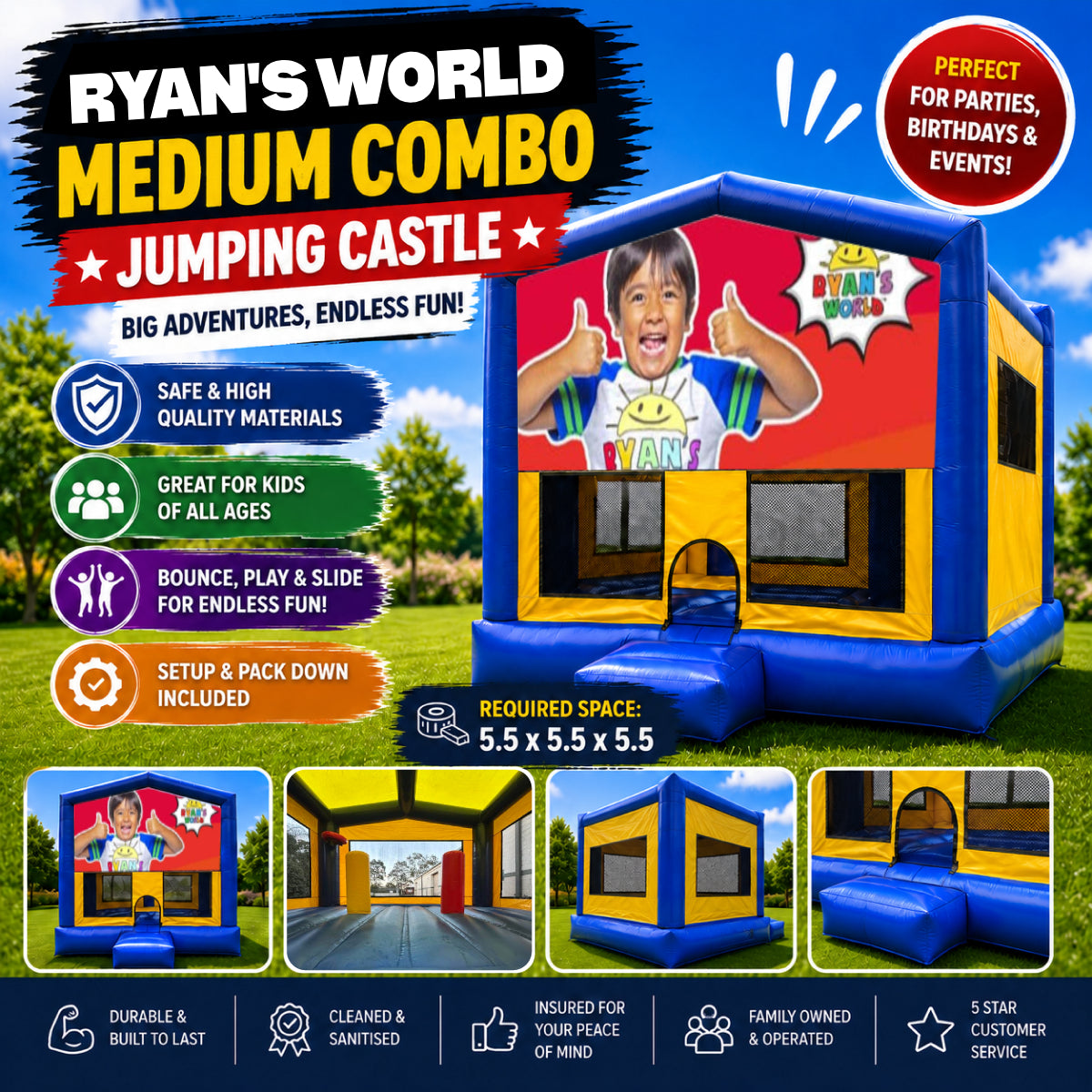 Ryan's World Medium Combo Jumping Castle