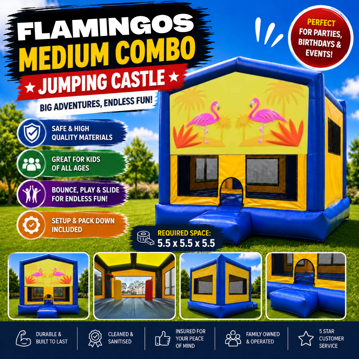 Flamingos Medium Combo Jumping Castle
