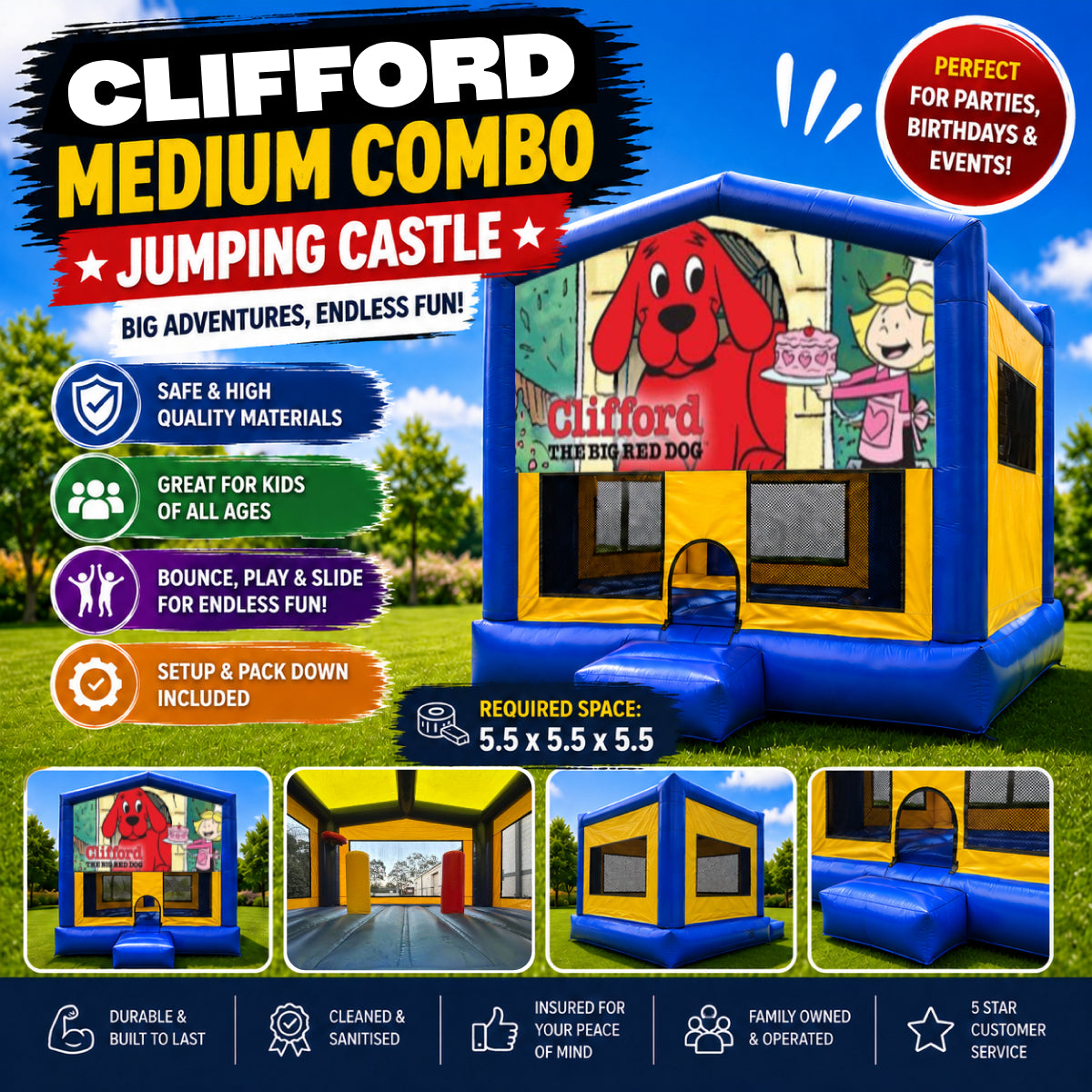 Clifford the Red Dog Medium Combo Jumping Castle