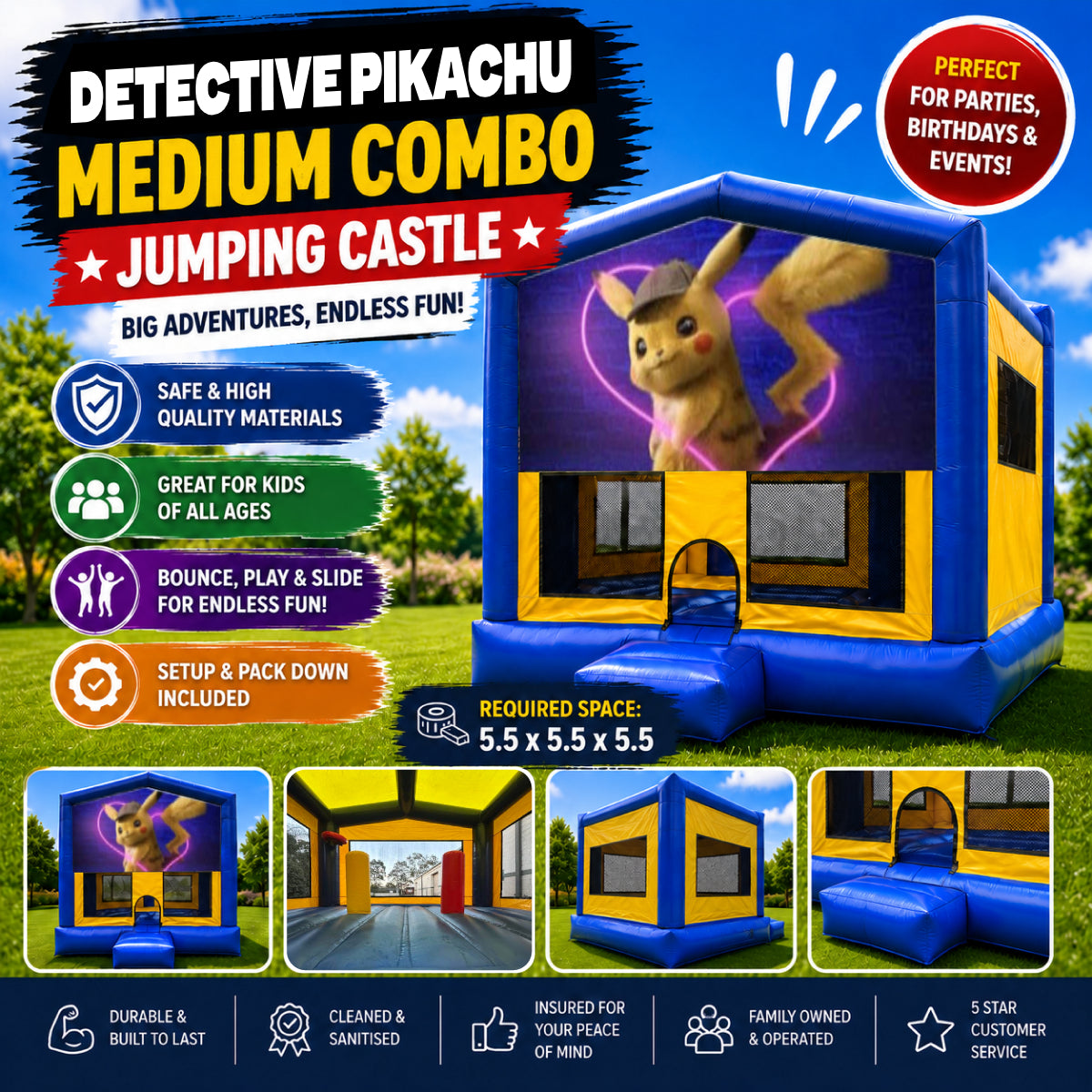 Detective Pikachu Medium Combo Jumping Castle