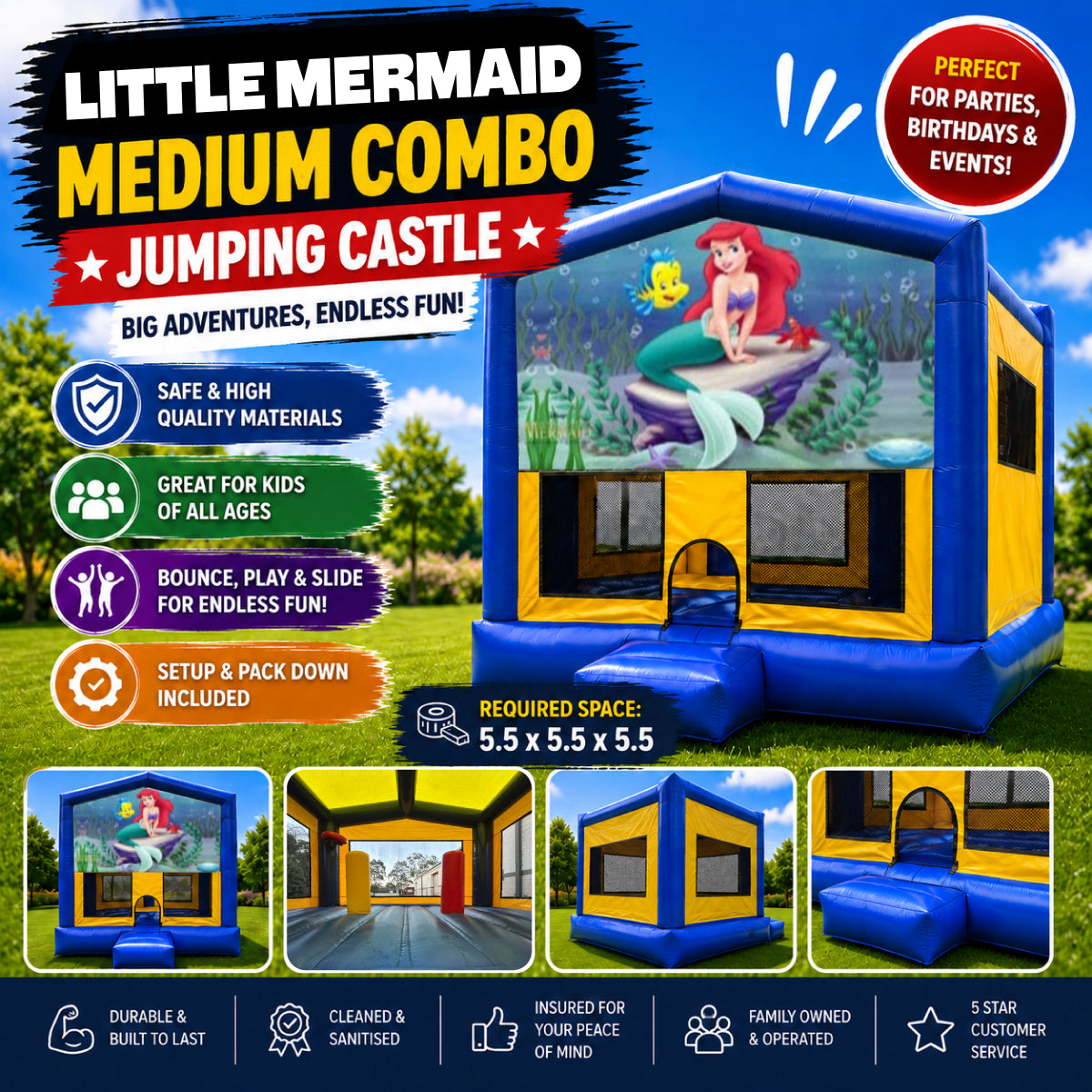 Little Mermaid Medium Combo Jumping Castle