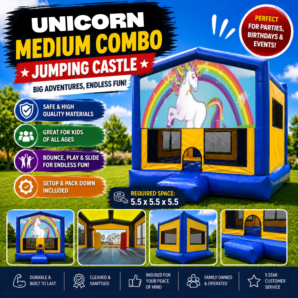 Unicorn Medium Combo Jumping Castle