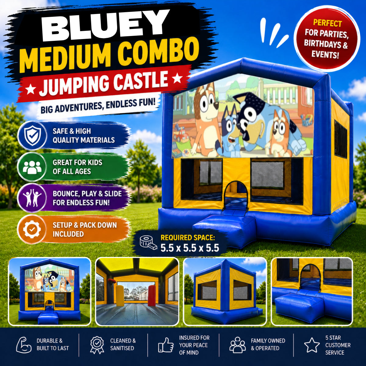 Bluey Medium Combo Jumping Castle