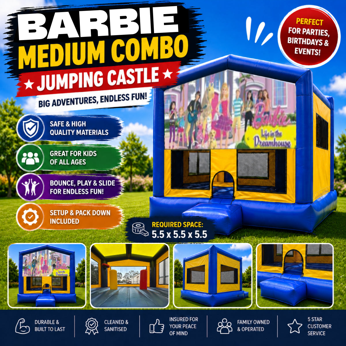 Barbie Medium Combo Jumping Castle