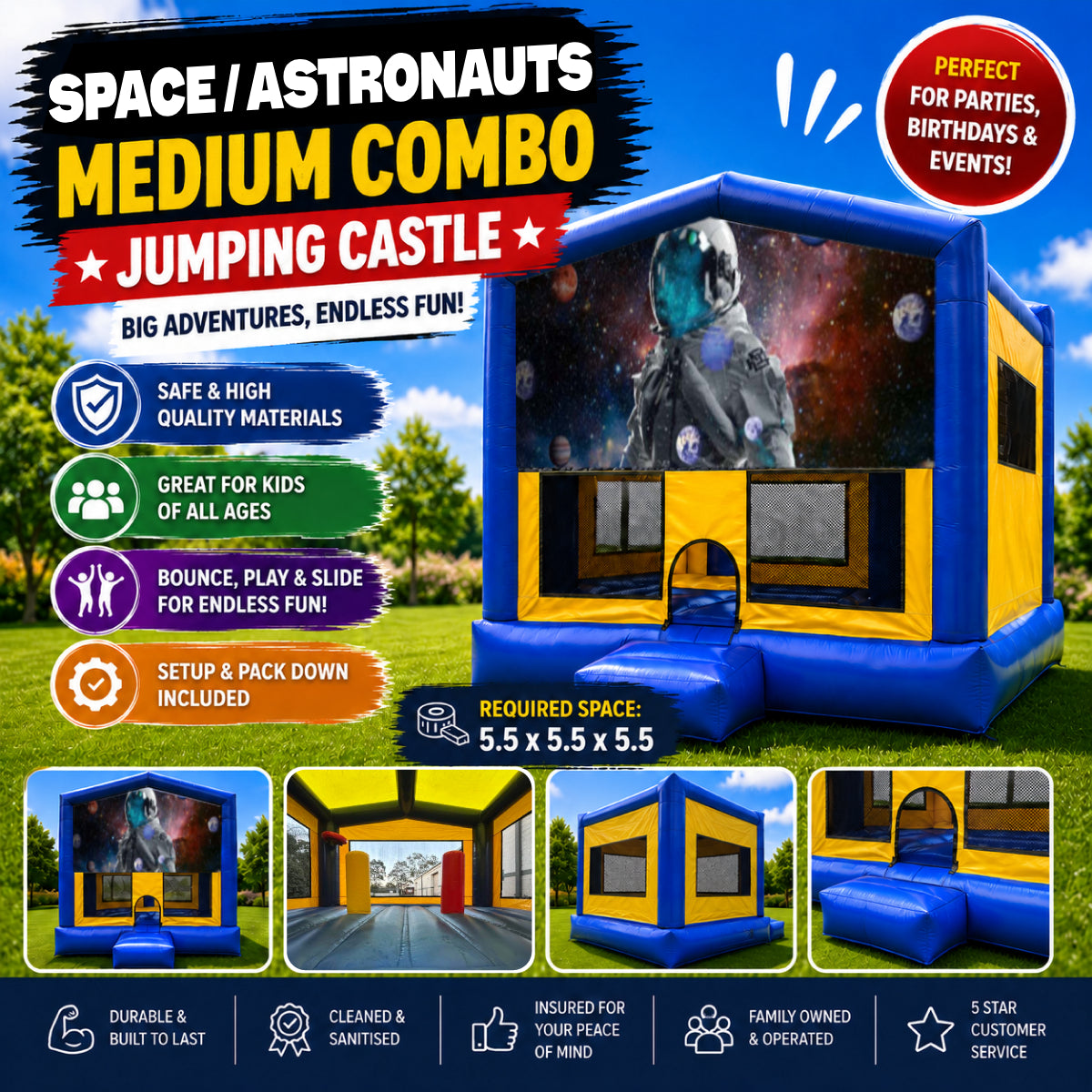 Space / Astronauts Medium Combo Jumping Castle