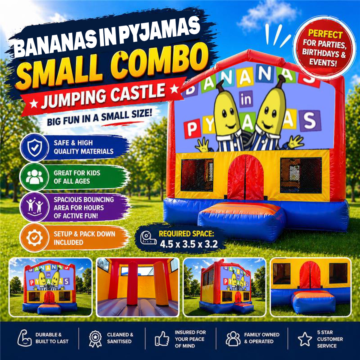 Bananas in Pyjamas Small Combo Jumping Castle