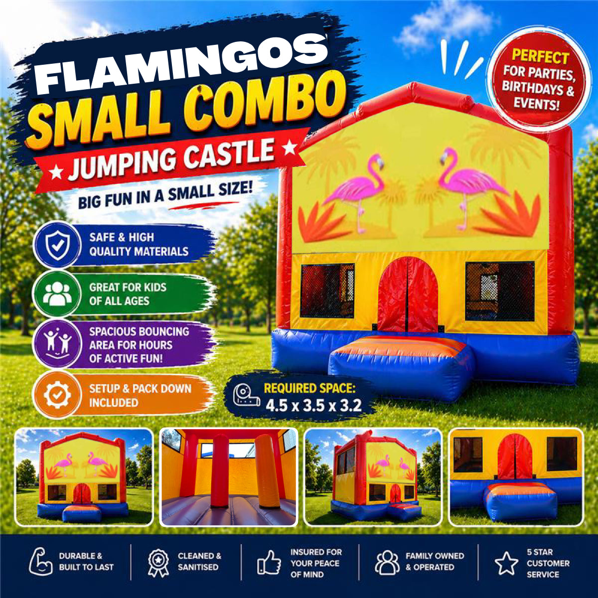 Flamingos Small Combo Jumping Castle