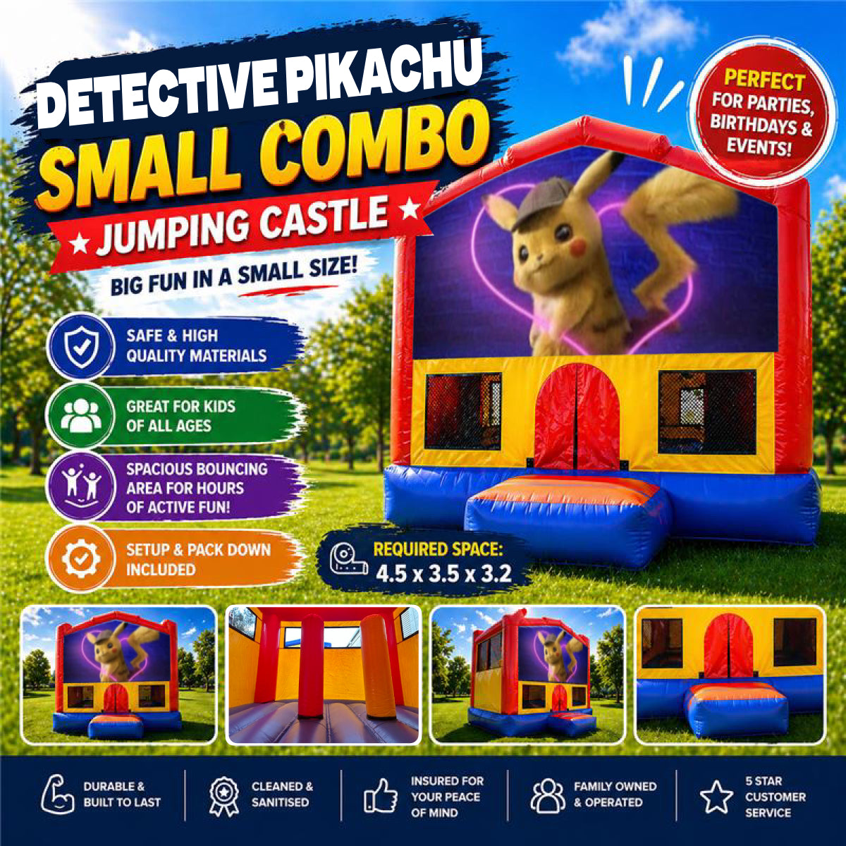 Detective Pikachu Small Combo Jumping Castle
