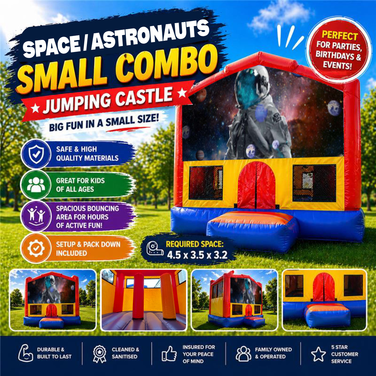 Space / Astronauts Small Combo Jumping Castle