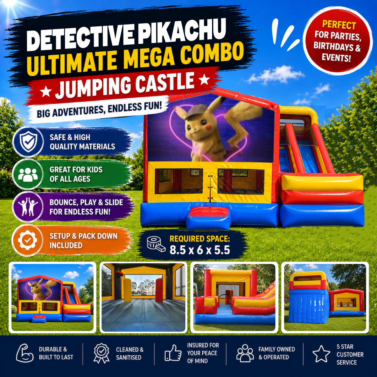 Detective Pikachu Ultimate Mega Combo Jumping Castle