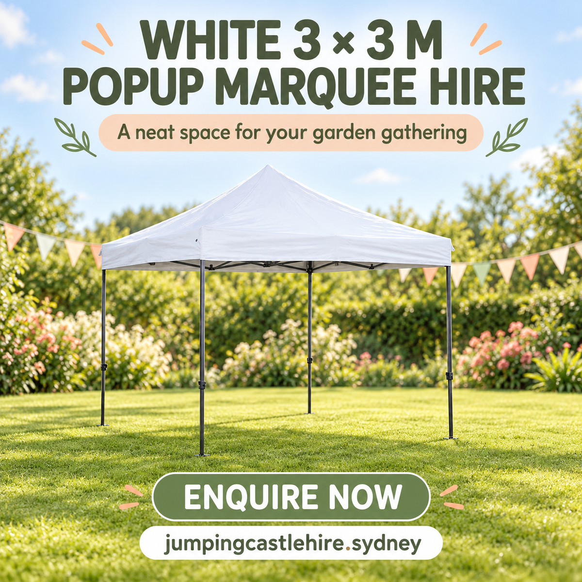 White 3×3 Meter Popup Marquee