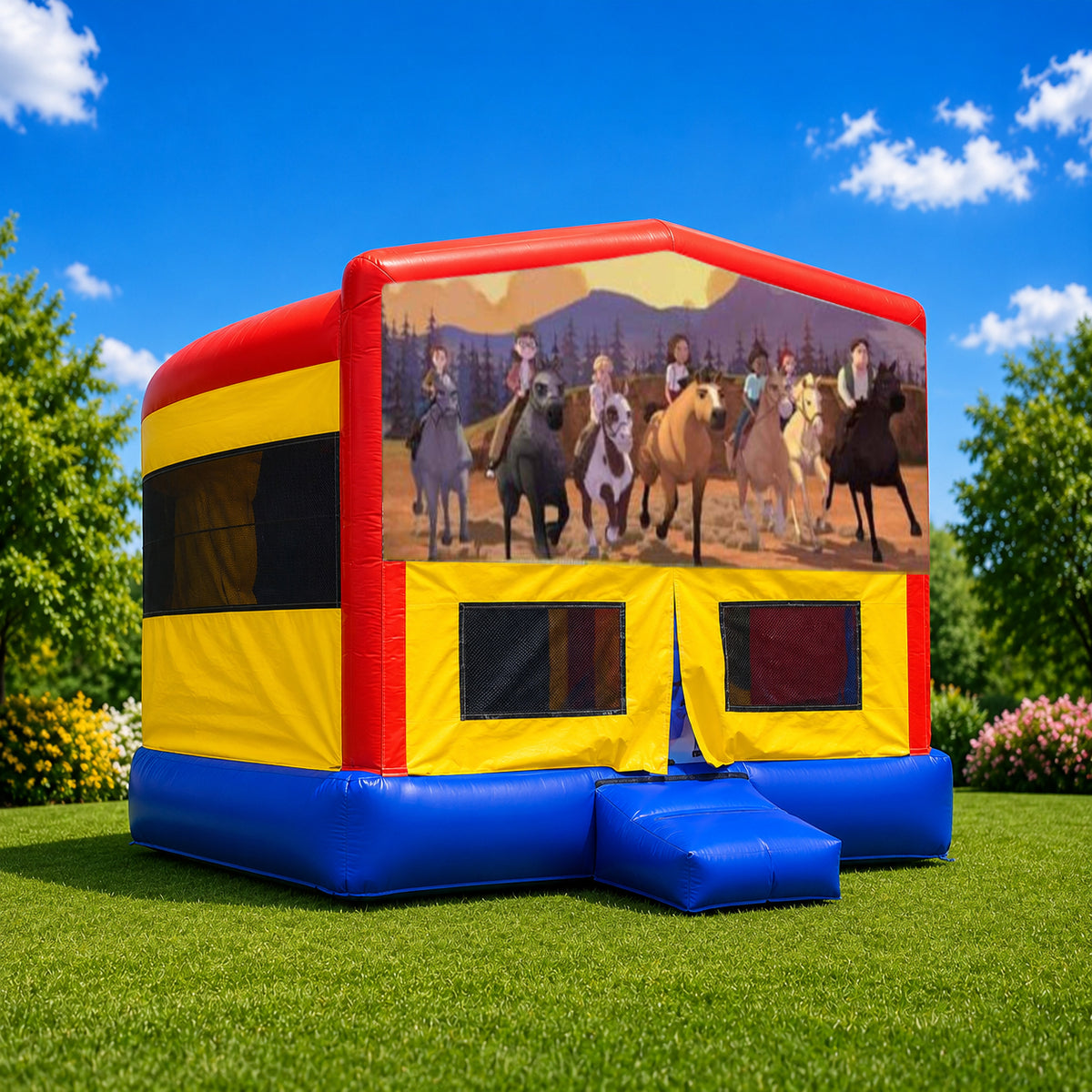 Dreamworks Spirit Double Super Drop Combo Jumping Castle
